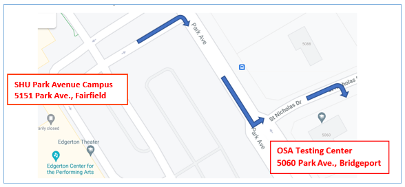 Map of how to get to the testing center
