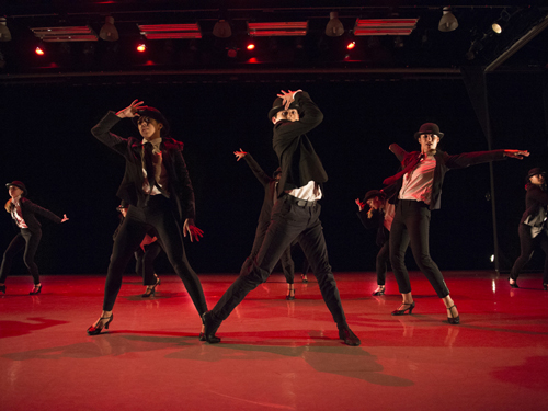 Students dancing on stage