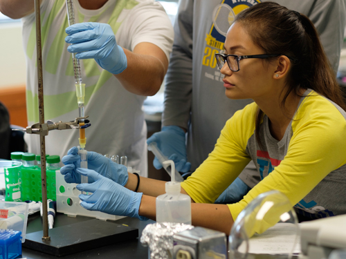 Student in science lab