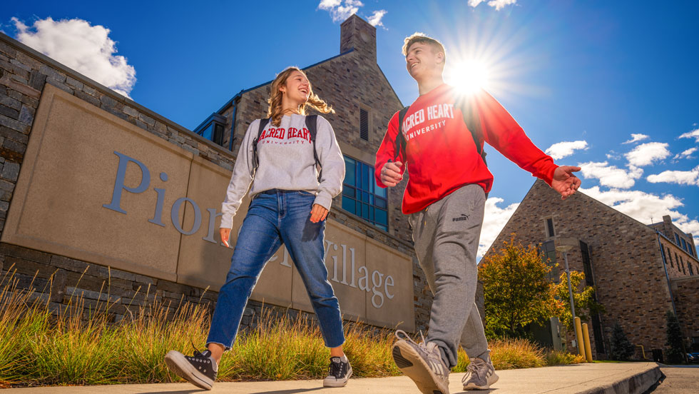 Students walking on campus