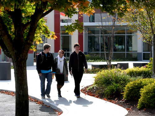 Students walking on campus