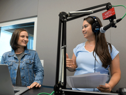 Students in the recording studio