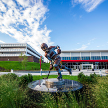 Big Red hockey statue outside Martire Family Arena