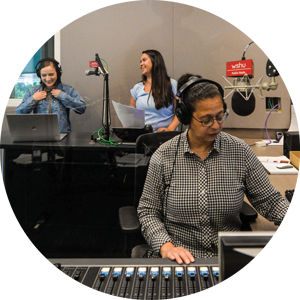Women in WSHU recording studio